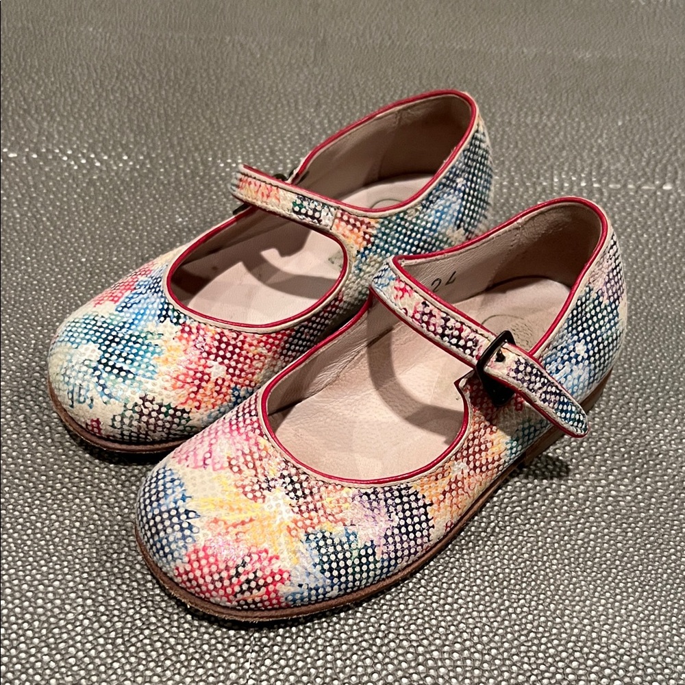 Pepe Jeans Girls' Multicolor Floral Mary Jane Shoes with Pink Trim